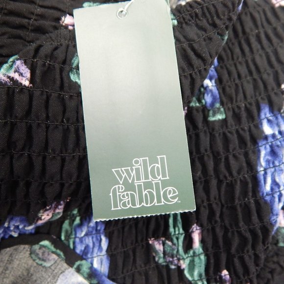 Wild Fable Womens Black Floral Smocked Ruffle Mini Skirt Size Large - Picture 4 of 5